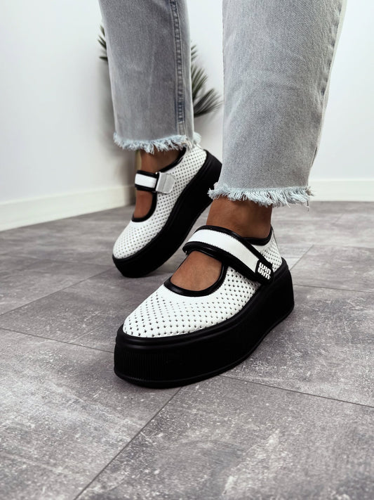 Mesh Platform Mary Jane Shoes