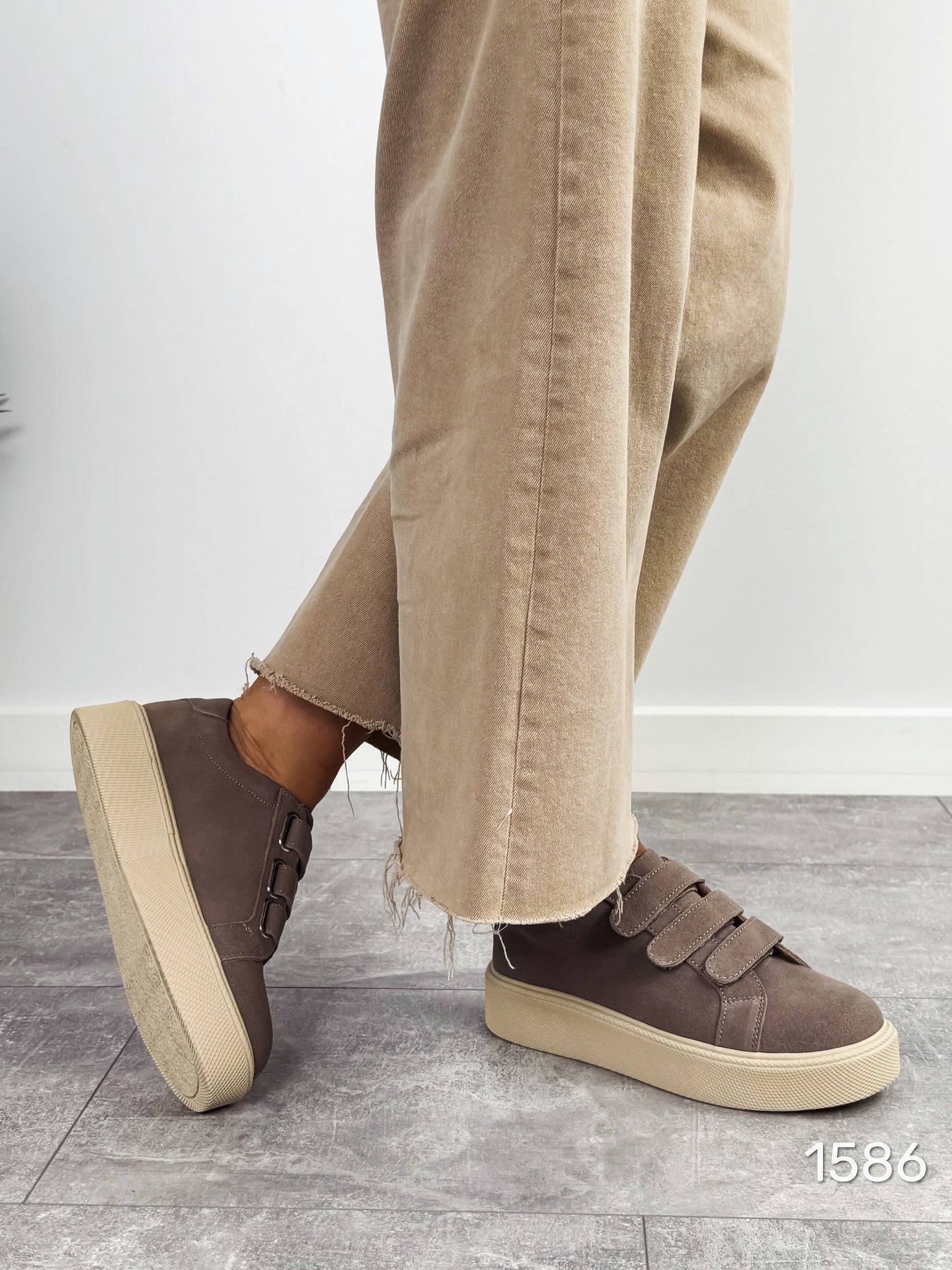 Suede Platform Sneakers With Velcro Straps