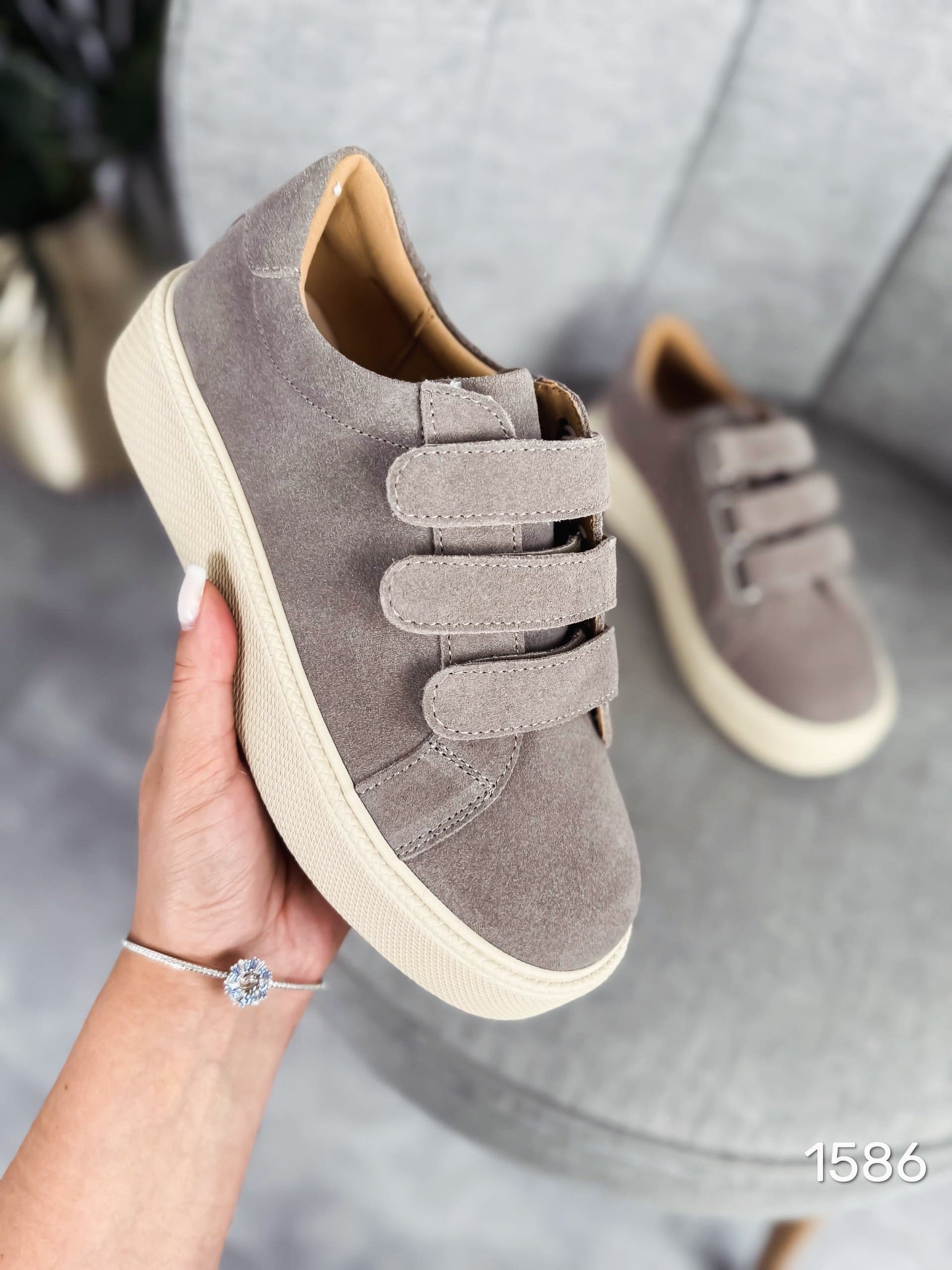 Suede Platform Sneakers With Velcro Straps
