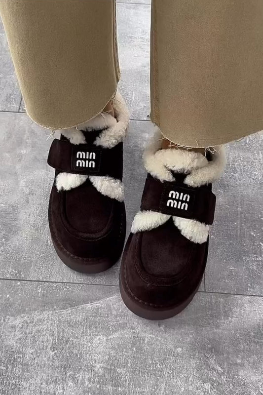 Faux-Fur Trim Platform Moccasin Boots