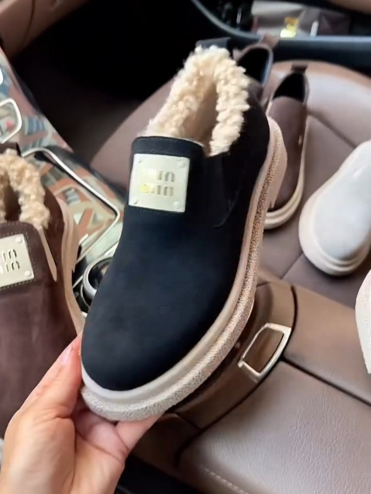 Faux-Fur-Lined Slip-On Moccasin Boots