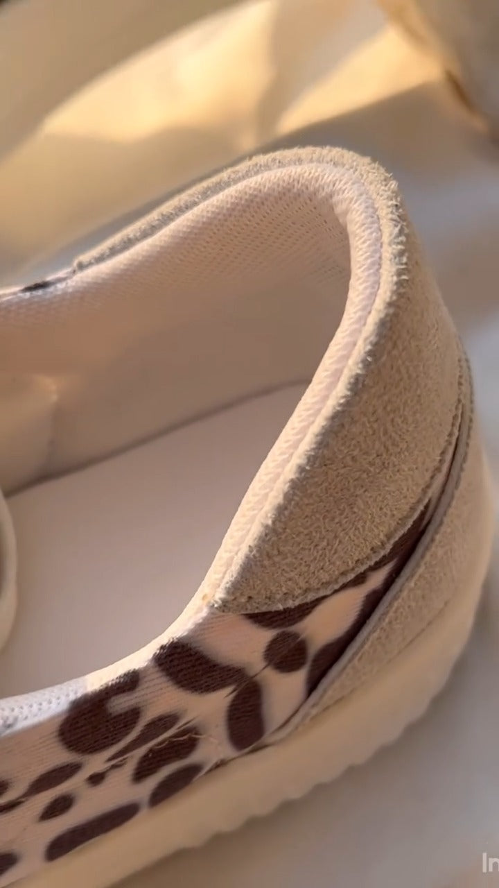 Leopard Print Slip-On Sneakers With White Laces