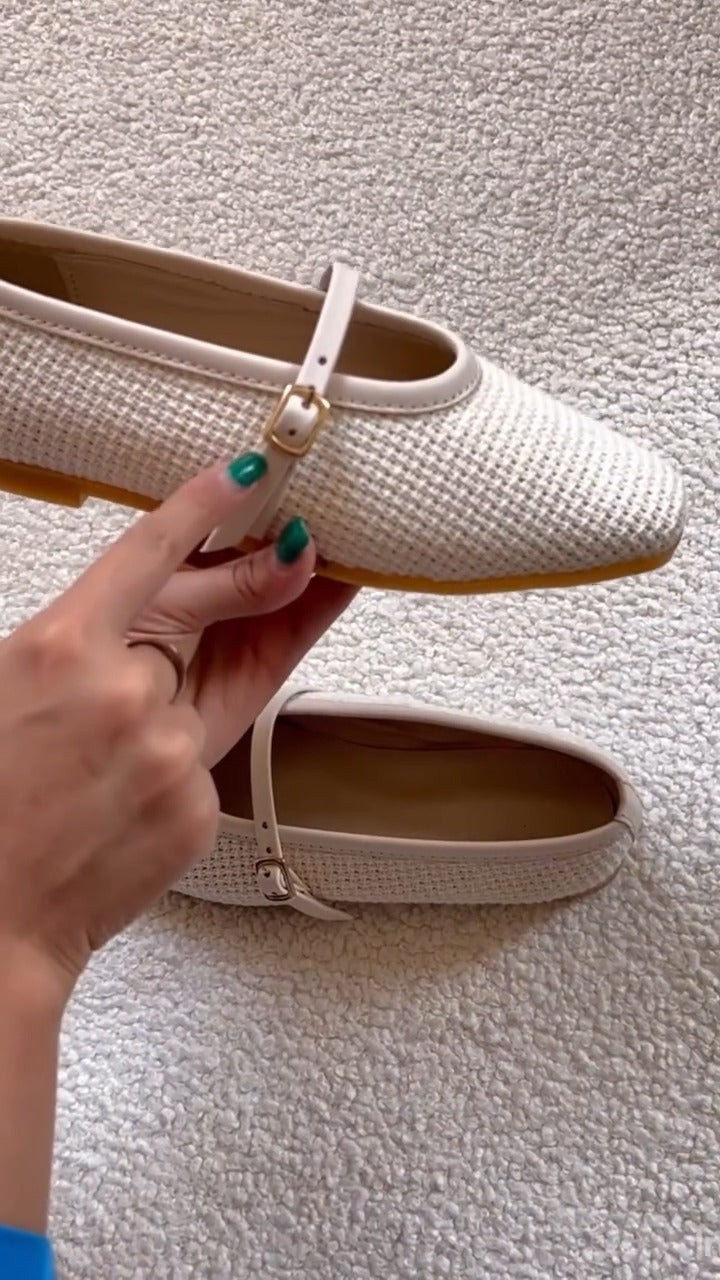 Cream Knit Mary Jane Loafers