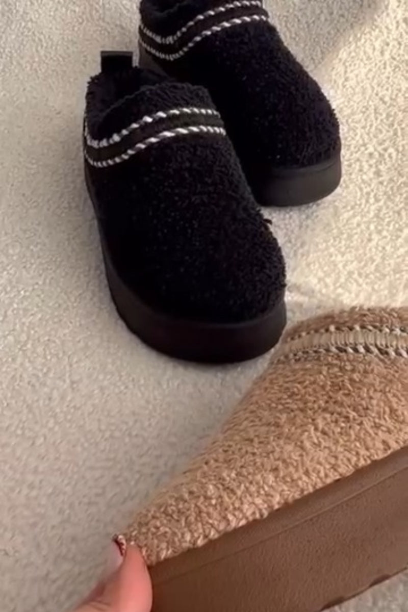 Soft Knit-Trim Loafer Slippers With Shearling Detail