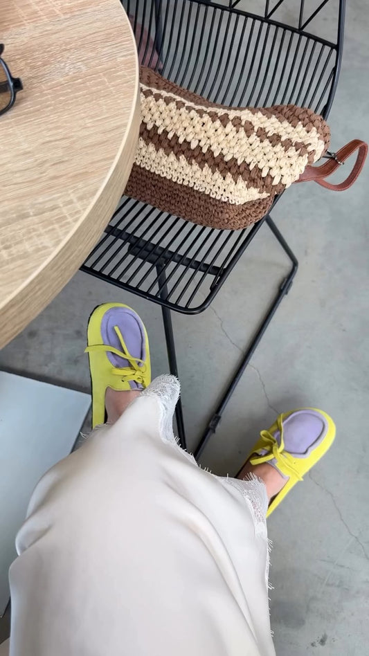 Color-Block Suede Slip-On Moccasins