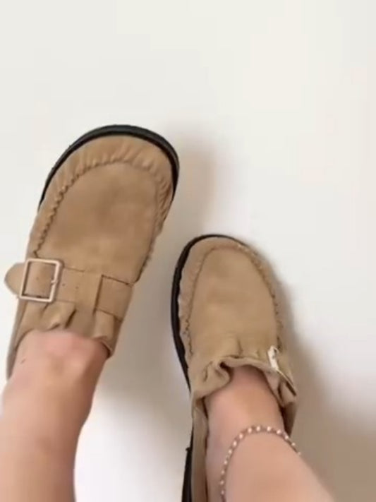 Buckle-Detail Suede Moccasins