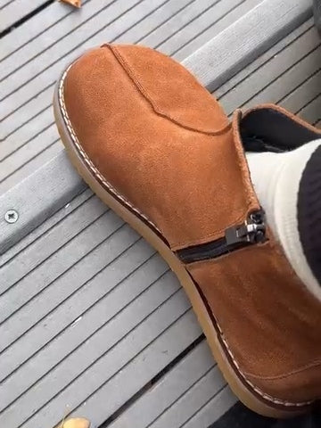 Tan Leather-Trim Chelsea Boots