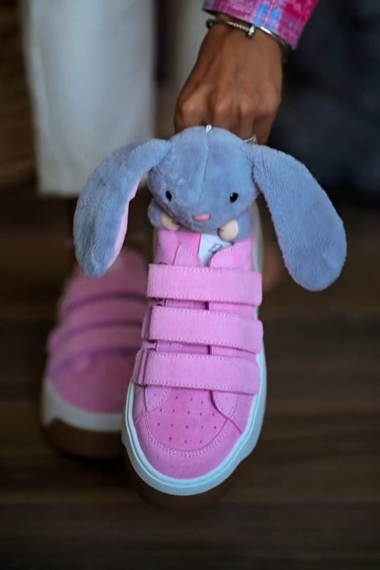 Pink Platform Velcro Sneakers