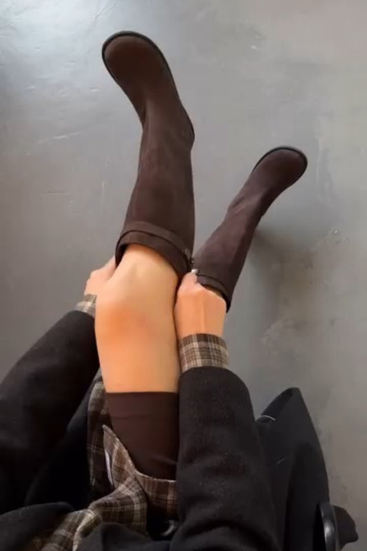 Tall Slouch Boots In Dark Brown