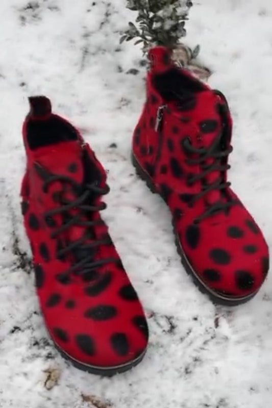 Red Leopard Print Winter Boots