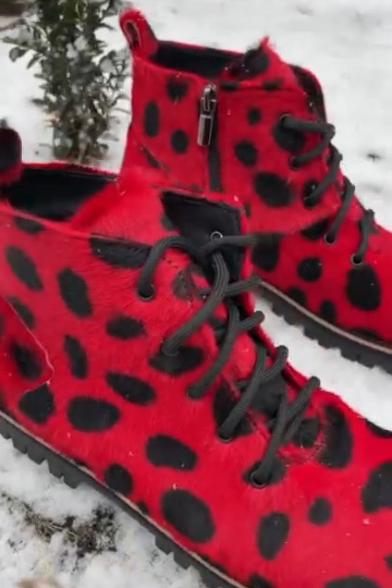 Red Leopard Print Winter Boots