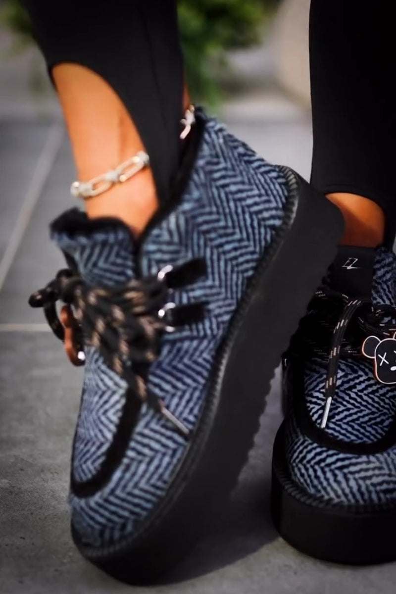 Wave-Pattern Platform Sneakers