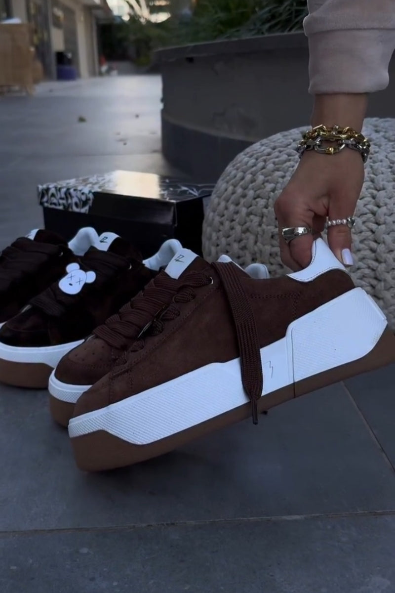 Brown Platform-Sneaker Boots