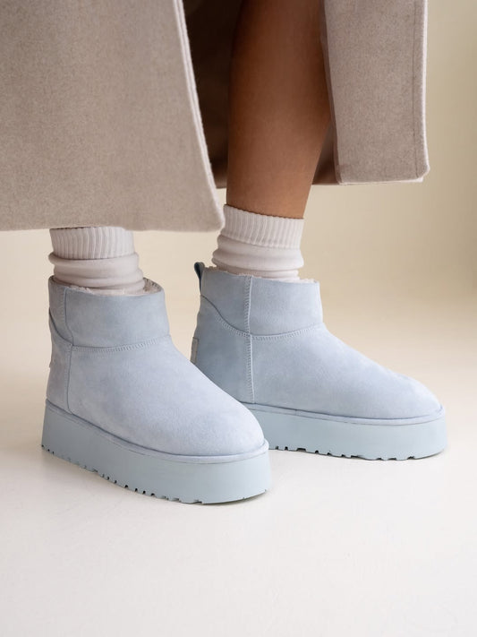 Powder Blue Shearling-Linish Boots