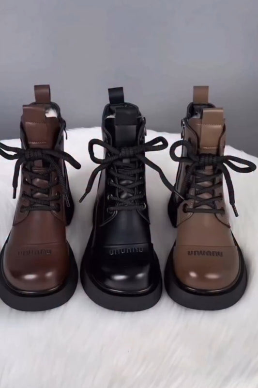 Chunky Leather Combat Boots