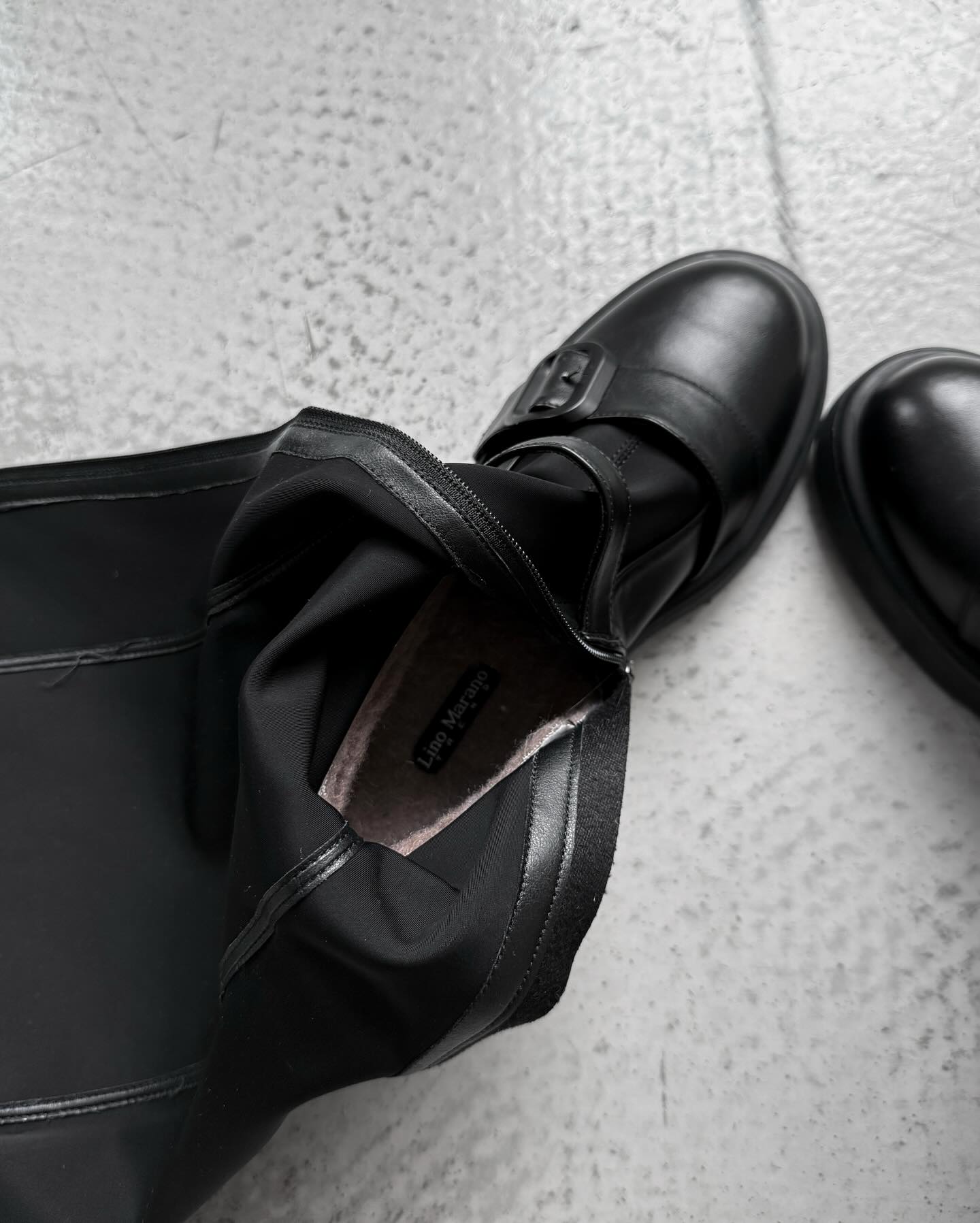 Black Knee-High Boots With Silver Buckles