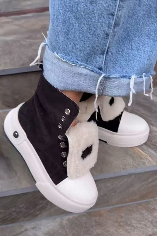Black High-Top Sneakers With Faux Shearling Lining