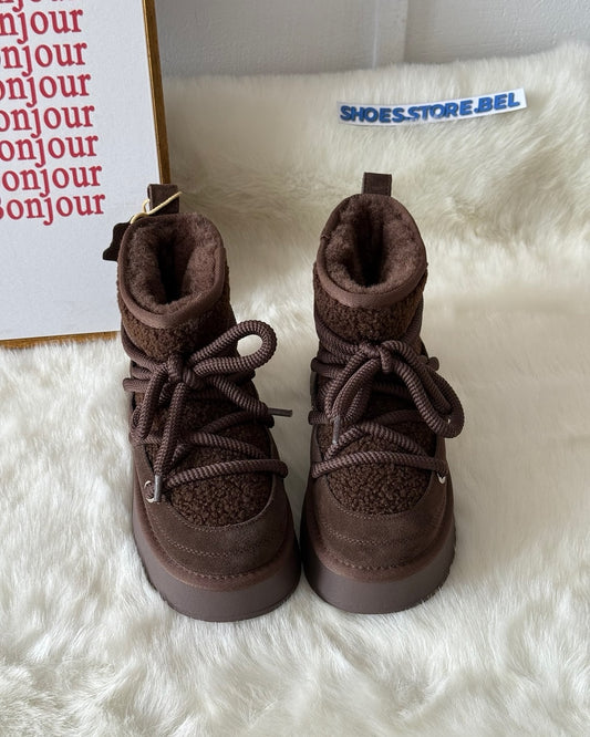 Chunky Boots With Faux Fur Trim