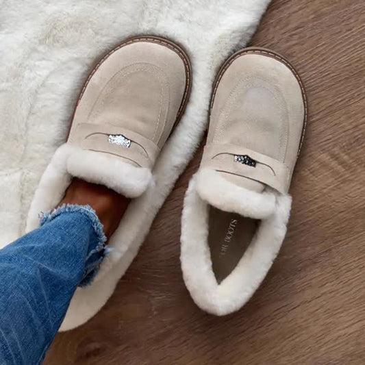 Round-toe Fleece-lined Flats