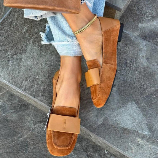 Frosted Flat Square-toed Loafers