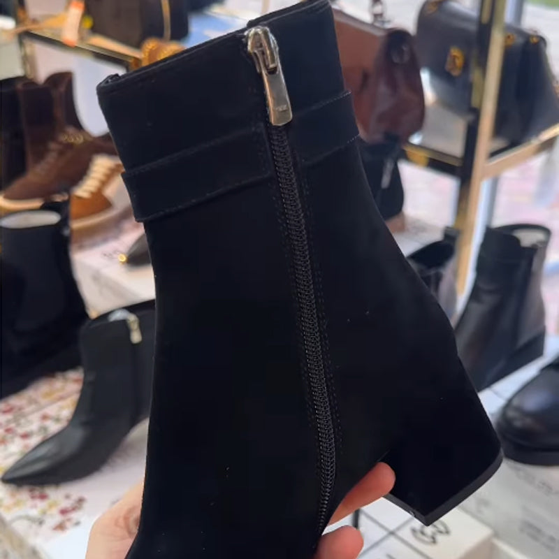 Rhinestone Sparkle Crowded-Heeled Square-Toe Boots