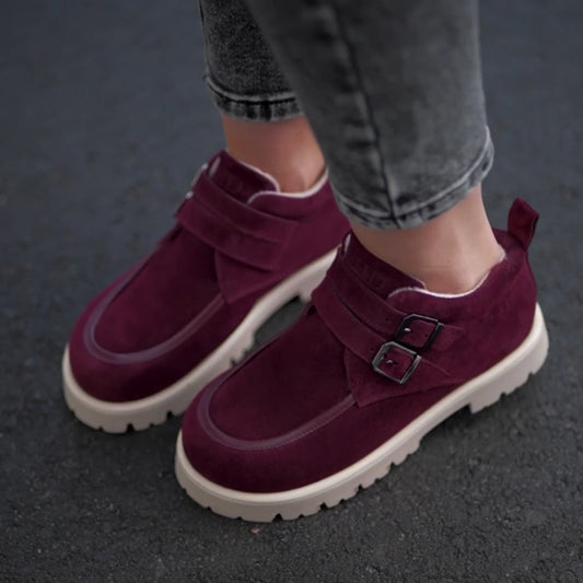 Vintage Slip-On Loafers Platform-Sole Strap Shoes