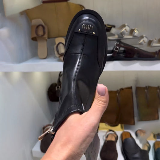 Round Toe Side Zip Ankle Boots