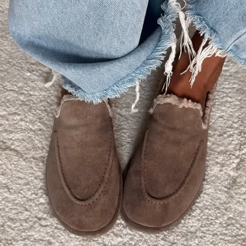 Fluffy Shoes Suede Flat Slip-on Loafers