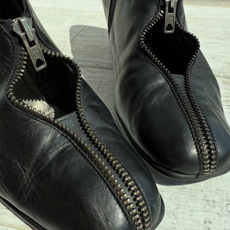 Zip-Front Thick-Heeled Shoes