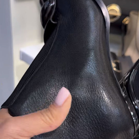 Square-Toe Coarse-Heeled Knitted Stinghose Boots