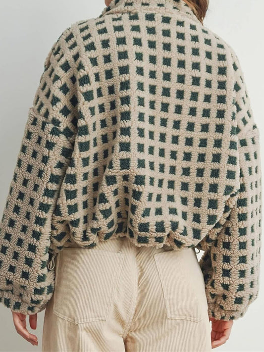 Lamb Wool Plaid Fashion Casual Loose Coat