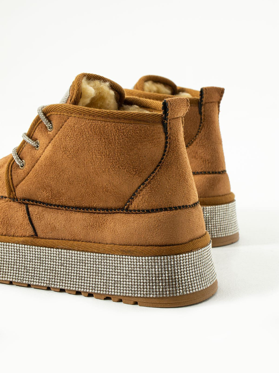 Rhinestone-Embellished Fleece-Bottom Snow Boots