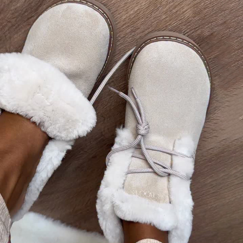 Fleece-lined Round-toe Winter Boots Flats