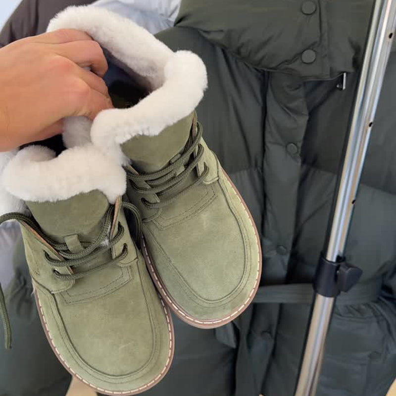 Flat Round Toe Fleece Snow Boots