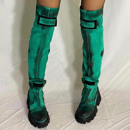 Zip Up Thick-soled Over-the-knee Boots