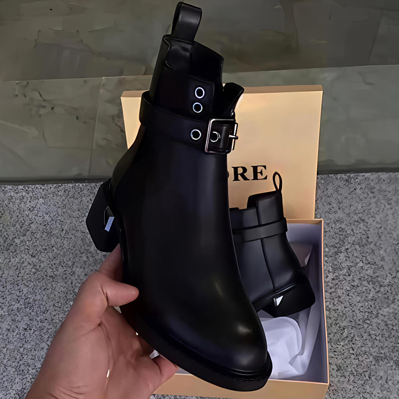 Studded Buckle Detail Ankle Boots