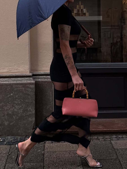 Striped Sheer Polo Maxi Dress