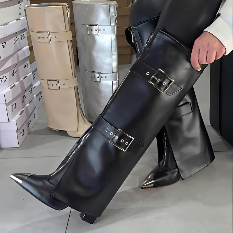 Fashion Point-Toe Buckle Boots