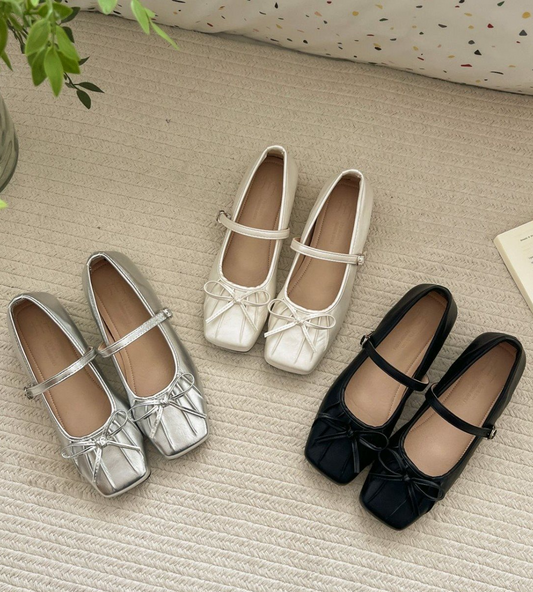 Cream Knit-Front Mary Jane