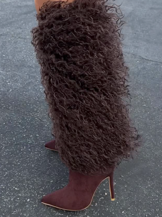 Fluffy Fur Point-toe Pumps