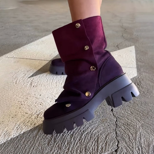 Thick Heel Rivet Two-Wear Stacked Boots