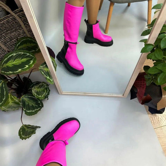 Leather Knee High Platform Boots. Transform To Ankle Boots