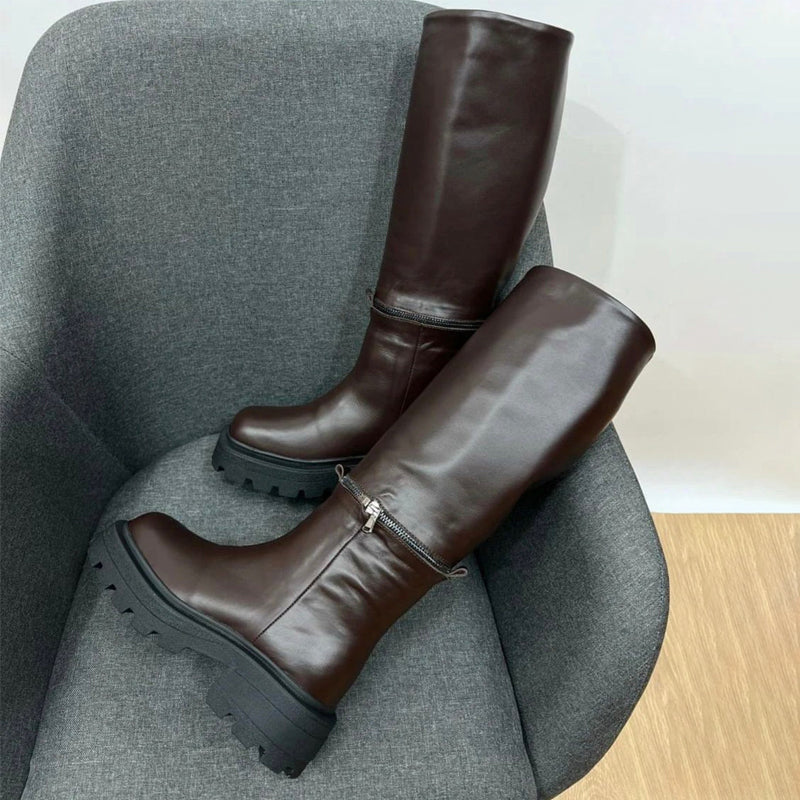 Leather Knee High Platform Boots. Transform To Ankle Boots