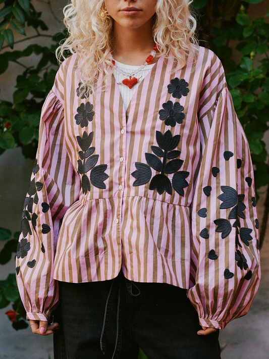 Striped Print Shirt Top
