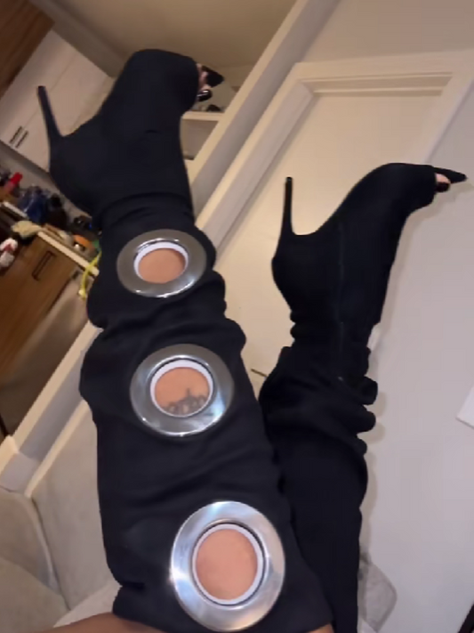 Metal Ring Open Toe Pumps