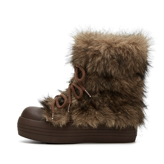 Faux Fur Cold-proof Platform Snow Boots With Big Head
