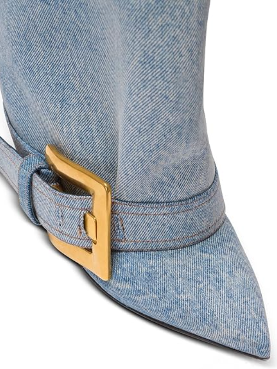 Denim Adjustable Buckle Pumps