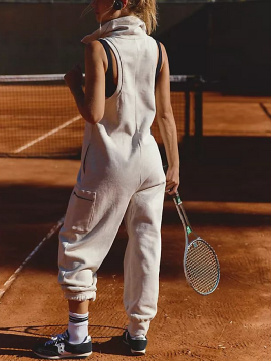 Solid Color Sleeveless Jumpsuit