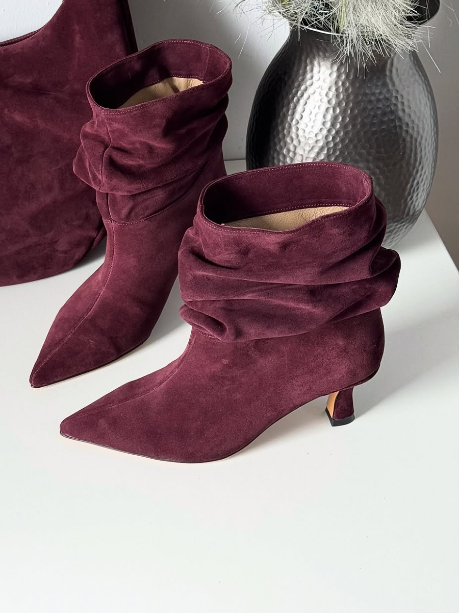 Suede Pleated Naked Boots
