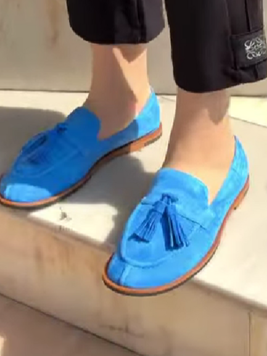 Suede Fringe Pendant Flats